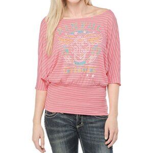Sinful by Affliction Uprising Pink Stripe Top